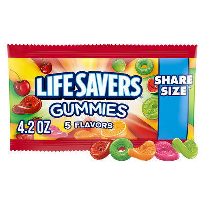 LIFE SAVERS 5 Flavors Gummy Candy, Share Size, 4.2 oz Bag