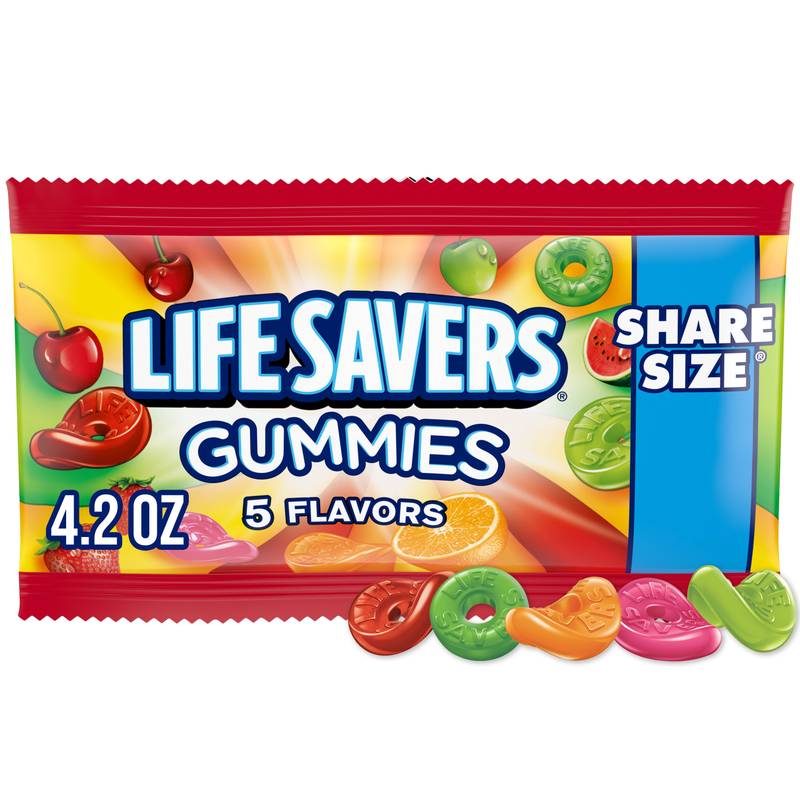 LIFE SAVERS 5 Flavors Gummy Candy, Share Size, 4.2 oz Bag