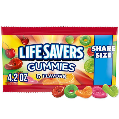 LIFE SAVERS 5 Flavors Gummy Candy, Share Size, 4.2 oz Bag