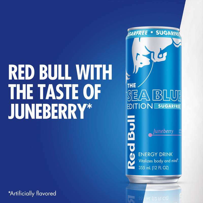 Red Bull Sugar Free Energy Drink The Sea Blue Edition Juneberry 4pk 12oz Can