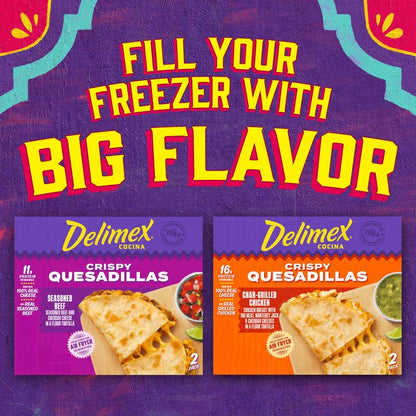 Delimex Seasoned Beef Crispy Quesadillas, 7 oz box