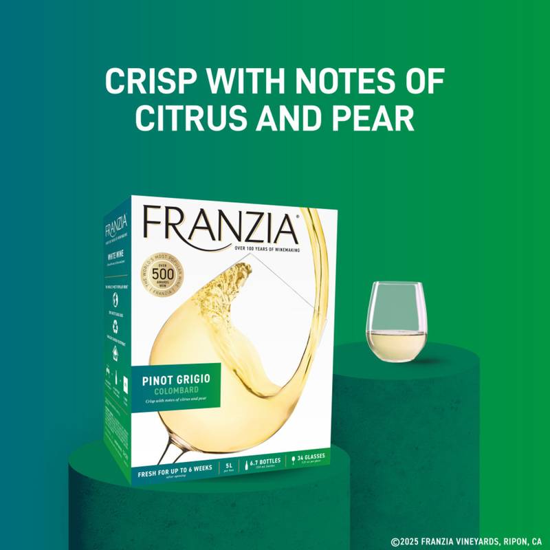 Franzia Pinot Grigio/Colombard Vintner Select White Wine 5L Box