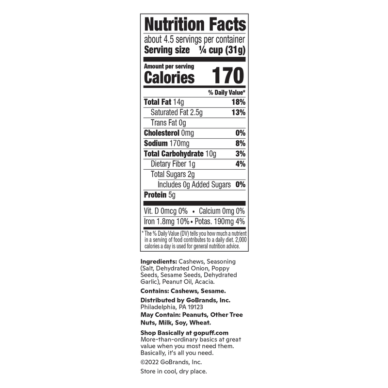 Basically, Everything Seasoned Cashews 5oz