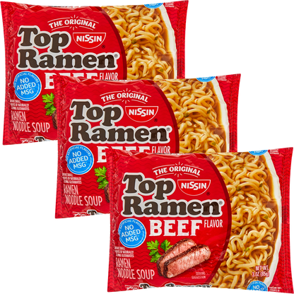 3ct Nissin Top Ramen Beef Flavor Ramen Noodle soup 3oz