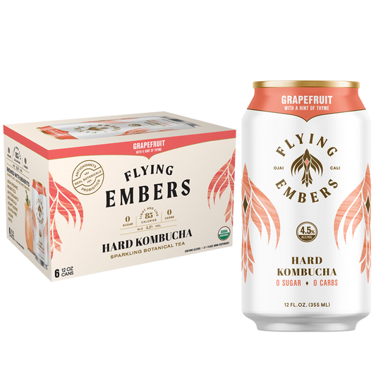 Flying Embers Grapefruit Hard Kombucha 6pk 12oz Can 4.5% ABV