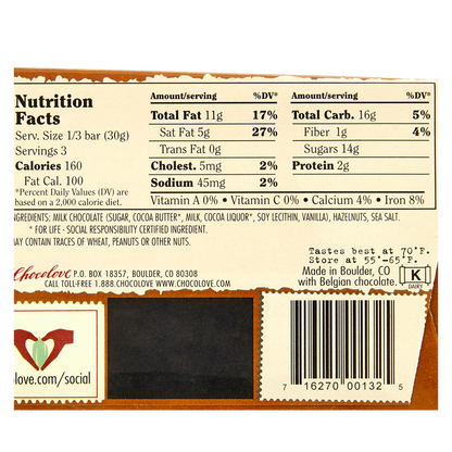 Chocolove Hazelnut in Milk Chocolate 3.2oz