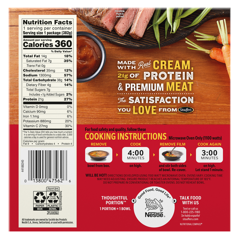 Stouffer's Bowl-Fulls Slow-Roasted Steak & Potatoes 13.5oz