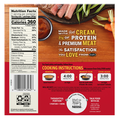 Stouffer's Bowl-Fulls Slow-Roasted Steak & Potatoes 13.5oz