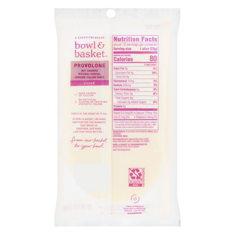 Bowl & Basket Sliced Provolone Cheese - 8oz