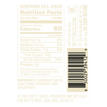 Betty Buzz Sparkling Grapefruit 4pk 9oz 4pk Btl