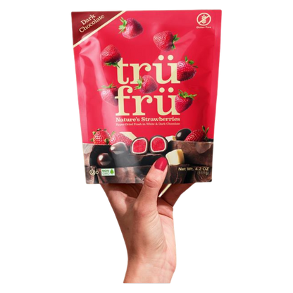 Tru Fru Strawberries Hyper-Dried Fresh in White & Dark Chocolate, 3.4oz
