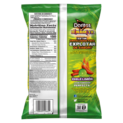 Doritos Dinamita Chile Limon Rolled Tortilla Chips 10.75oz