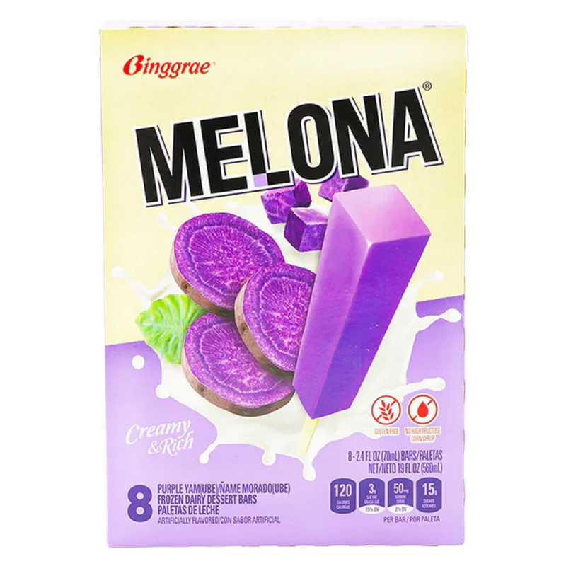 Melona Frozen Dairy Dessert Bars, Ube, 8ct