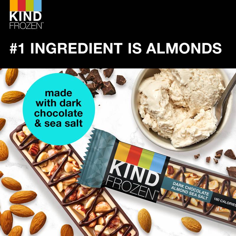 KIND FROZEN Dark Chocolate Almond Sea Salt & Nut Plant Based Frozen Treat Bars, 5 Pack, 1.6 Oz Bars