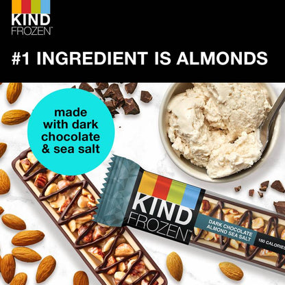 KIND FROZEN Dark Chocolate Almond Sea Salt & Nut Plant Based Frozen Treat Bars, 5 Pack, 1.6 Oz Bars