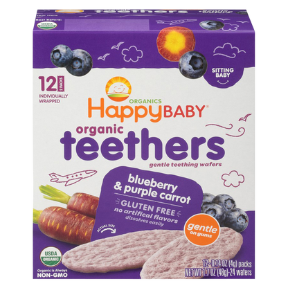 Happy Baby Organic Blueberry & Purple Carrot Gentle Teethers 12ct