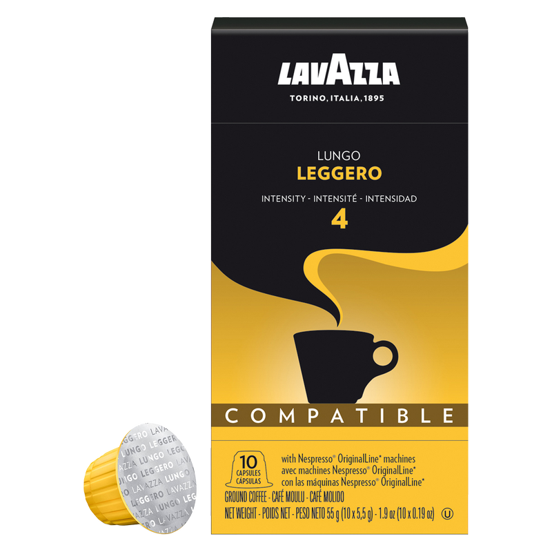 Lavazza Nespresso Coffee Original Line Compatible Capsules Leggero Lungo 10ct