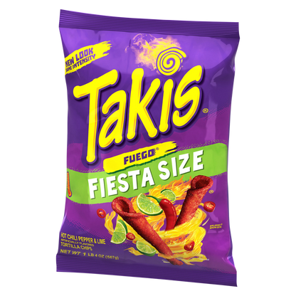 Takis Fuego Hot Chili Pepper & Lime Tortilla Chips Fiesta Size 20oz