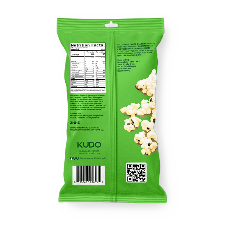 Kudo Garlic Parmesan Protein Popcorn, 2oz