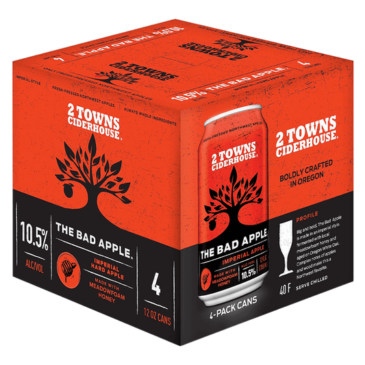 2 Towns Bad Apple Cider 4pk 12oz Can 10.5% ABV