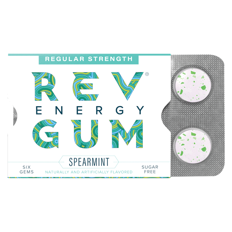 REV ENERGY GUM, Spearmint Caffeinated Regular Strength