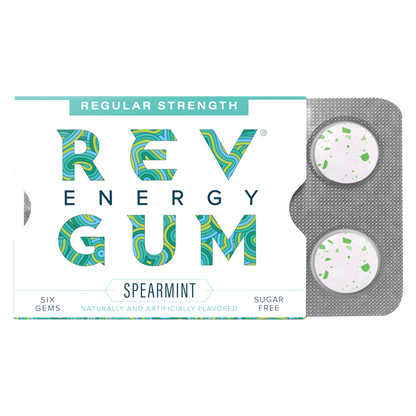 REV ENERGY GUM, Spearmint Caffeinated Regular Strength