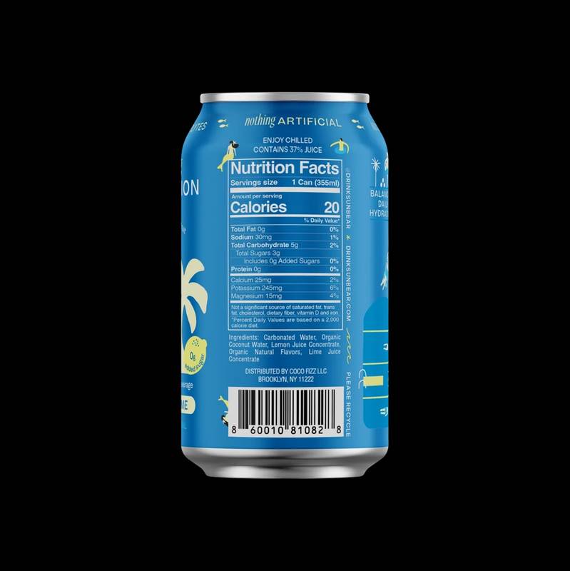 Sunbear Sparkling Hydration Lemon Lime 12oz