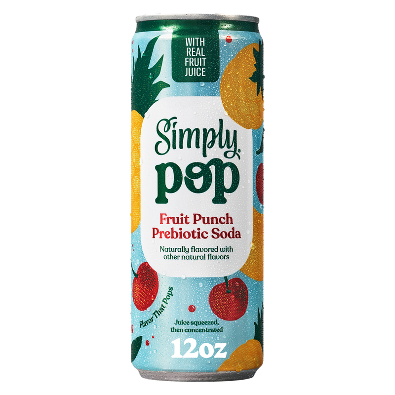 Simply Pop Fruit Punch Prebiotic Soda 12oz Can