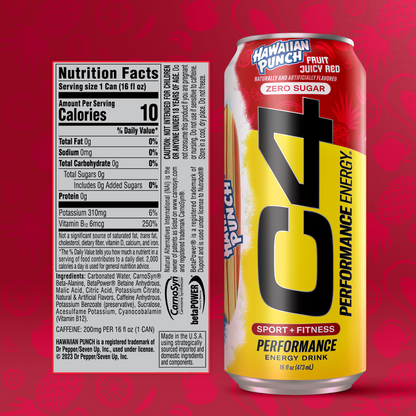 C4 Energy Zero Sugar Hawaiian Punch 16oz Can