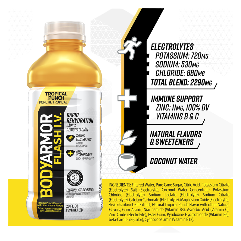 BODYARMOR FLASH I.V. Tropical Punch 20oz Btl