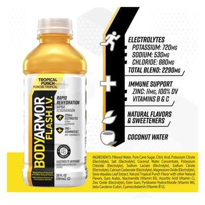 BODYARMOR FLASH I.V. Tropical Punch 20oz Btl