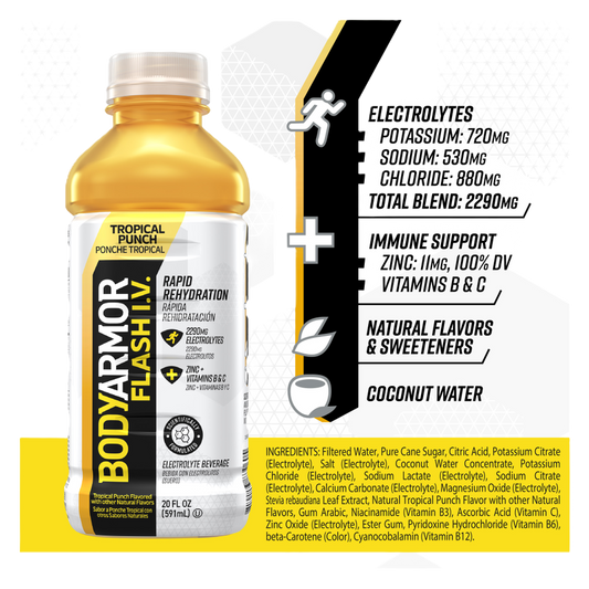 BODYARMOR FLASH I.V. Tropical Punch 20oz Btl