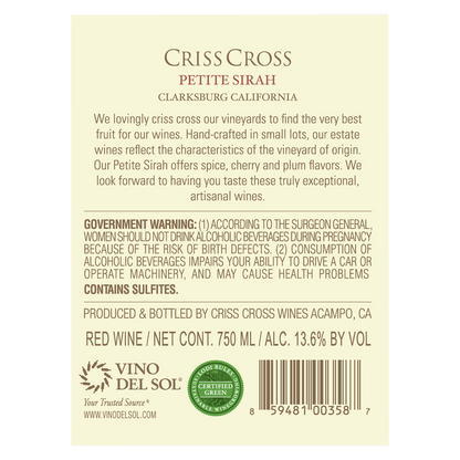 Criss Cross Petite Sirah 750ml
