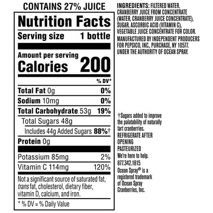 Ocean Spray Cranberry Juice 15.2oz Btl
