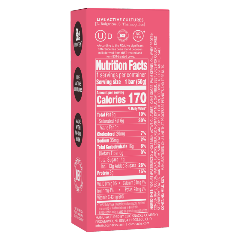 Clio Strawberry Greek Yogurt Bar - 1ct