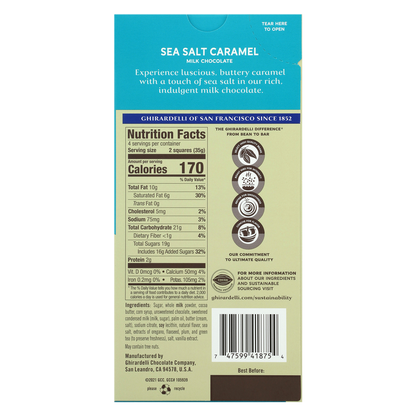 Ghirardelli Sea Salt Caramel Milk Chocolate Squares Bar 4.8oz