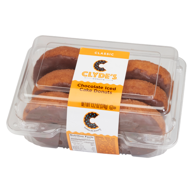 Clyde's Chocolate Iced Cake Donuts - 6ct