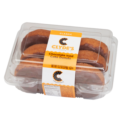 Clyde's Chocolate Iced Cake Donuts - 6ct