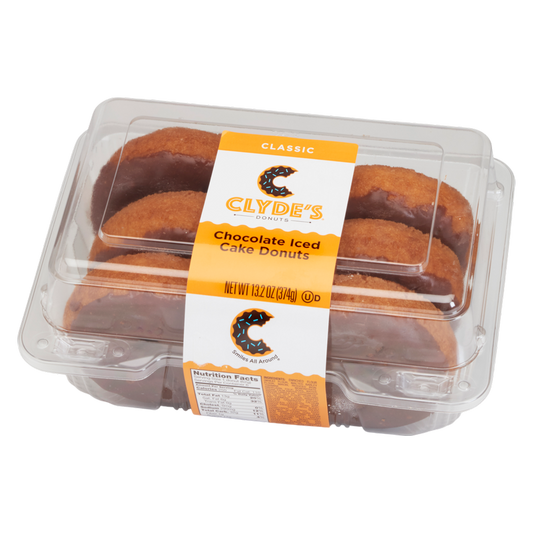Clyde's Chocolate Iced Cake Donuts - 6ct