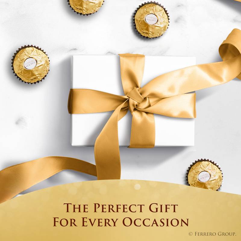 Ferrero Rocher Fine Hazelnut Milk Chocolate, 12 Count, Pack of 6 Individually Wrapped Chocolate Candy Gift Boxes, 5.3 oz