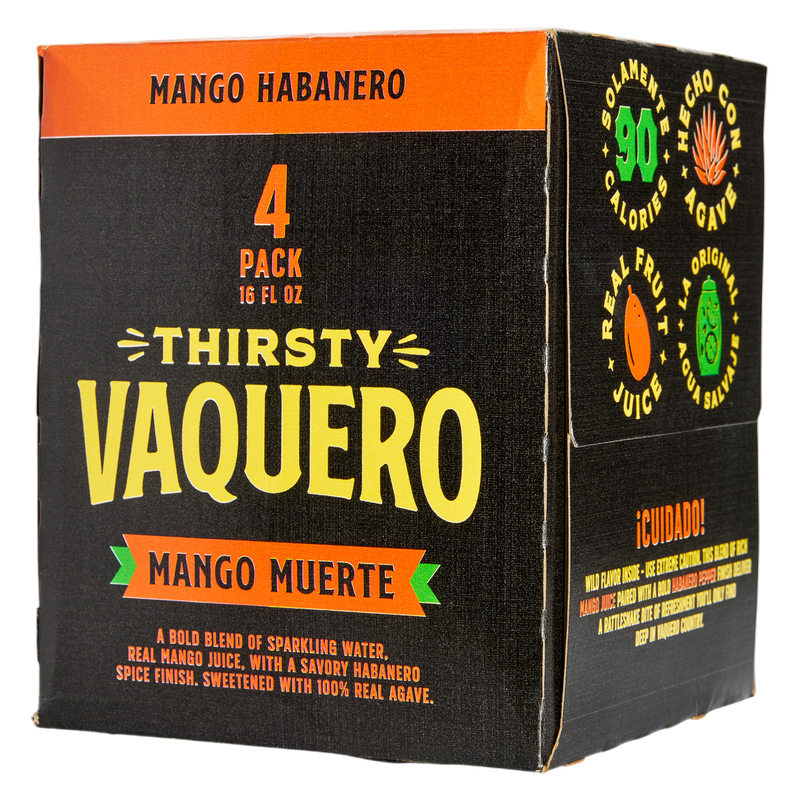 Thirsty Vaquero Mango Habanero Sparkling Water 4pk 16oz Can