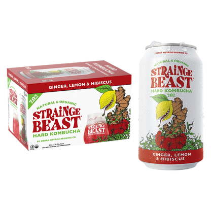 Strainge Beast Hard Kombucha Ginger Lemon Hibiscus 6pk 12oz Can