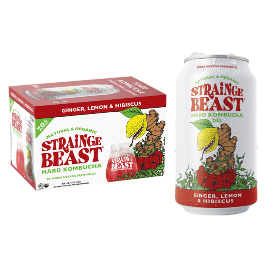 Strainge Beast Hard Kombucha Ginger Lemon Hibiscus 6pk 12oz Can