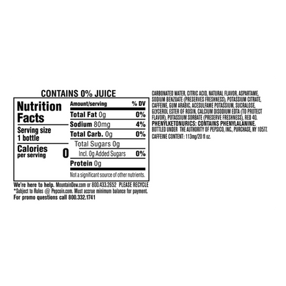 Mountain Dew Zero Major Melon 20oz Btl