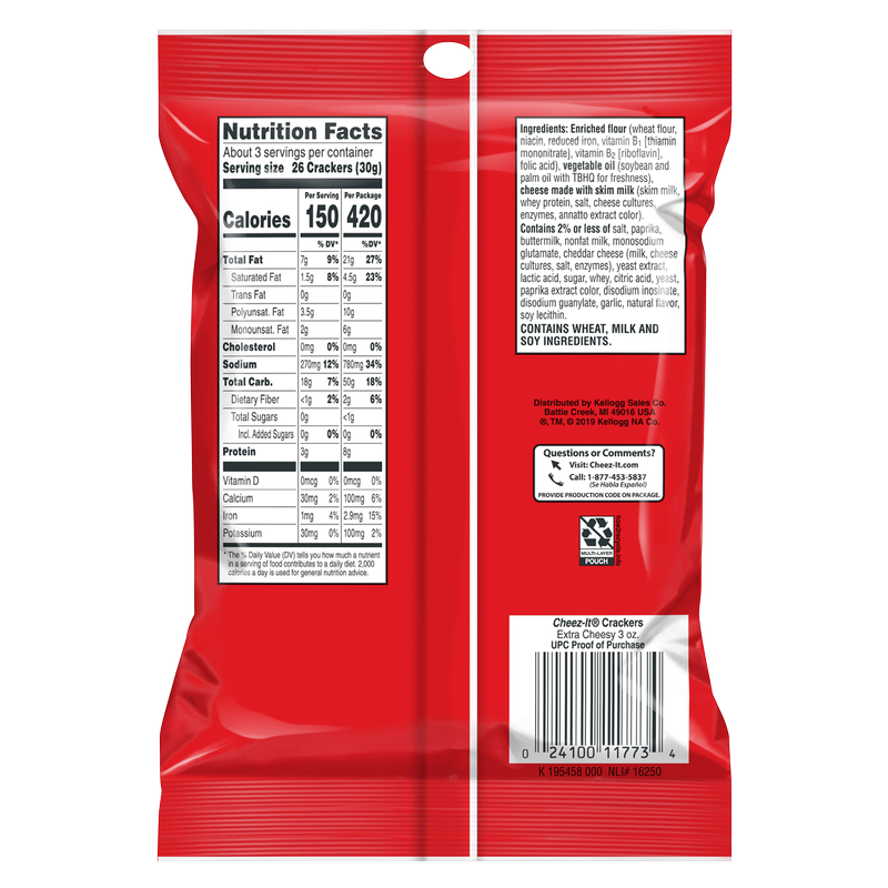 Cheez-It Extra Cheesy Snack Crackers 3oz