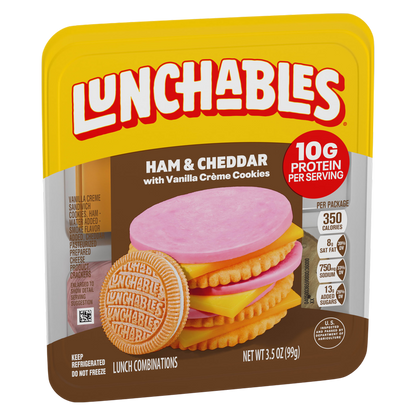 Lunchables Ham & Cheddar Cheese Cracker Stackers Vanilla Creme Cookies - 3.5oz