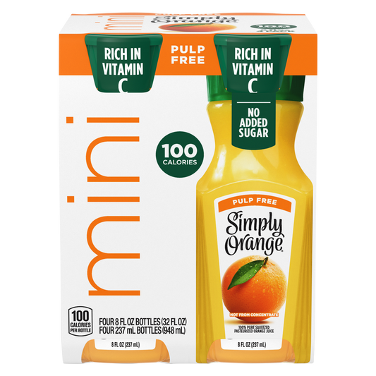 Simply Orange Juice 4pk 8oz 4pk Mini Bottles
