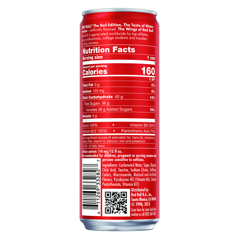 Red Bull Energy Drink The Red Edition Watermelon 12oz Can