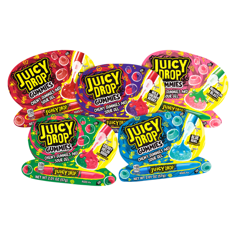 Juicy Drop Gummies Assorted Sweet Gummy Candy & Sour Gel Pen 1ct