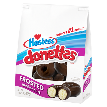 HOSTESS Frosted Mini DONETTES Bag, Chocolate Breakfast Treats - 10.75 oz